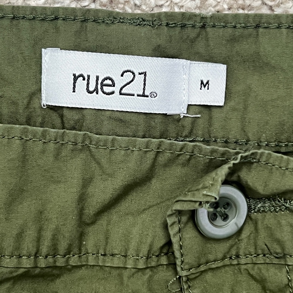 Rue21 Olive Green Cargo Pants M Y2K Style Utility Wide Leg - Picture 3 of 9